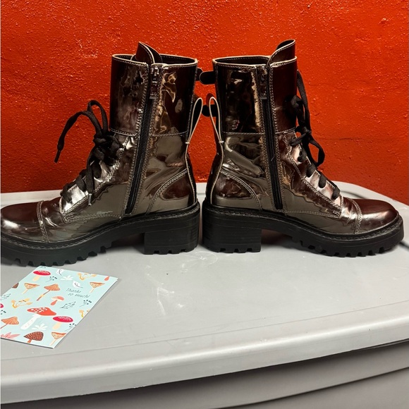 DKNY Metallic Silver Combat Boots - Picture 8 of 10